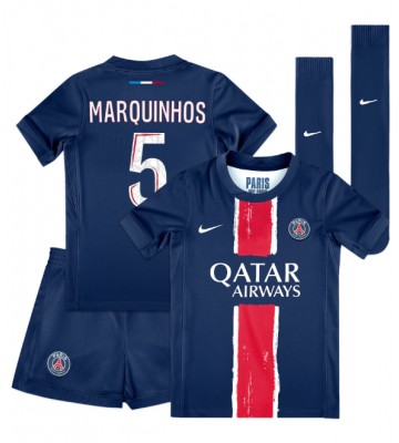 Paris Saint-Germain Marquinhos #5 Replica Home Stadium Kit for Kids 2024-25 Short Sleeve (+ pants)